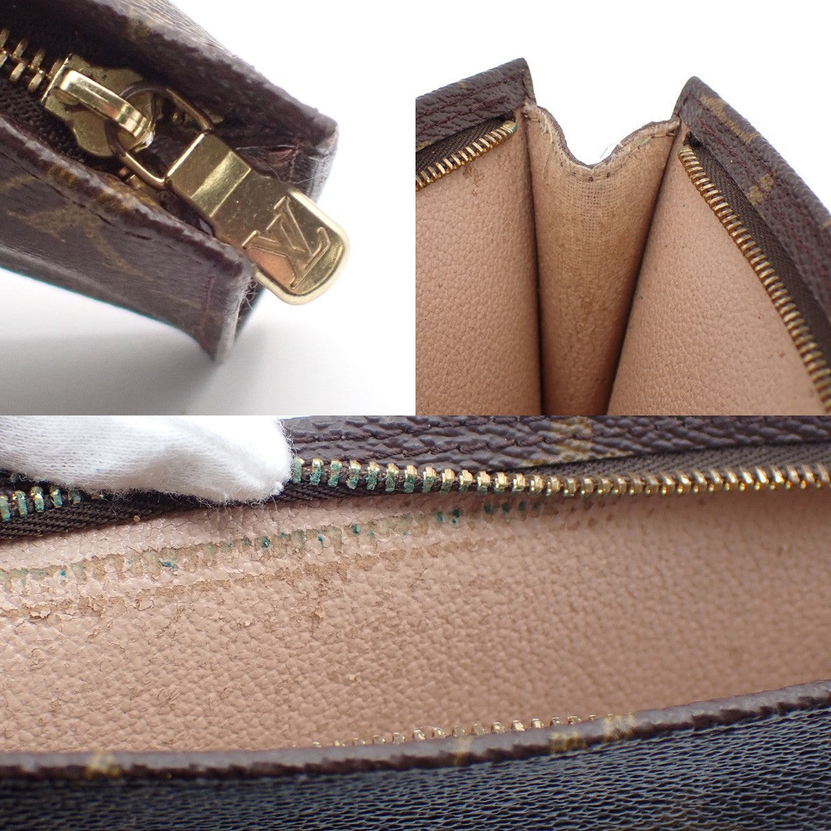 LOUIS VUITTON Logo BUCKET GM Pouch Bag Monogram Leather Brown France 02AA132