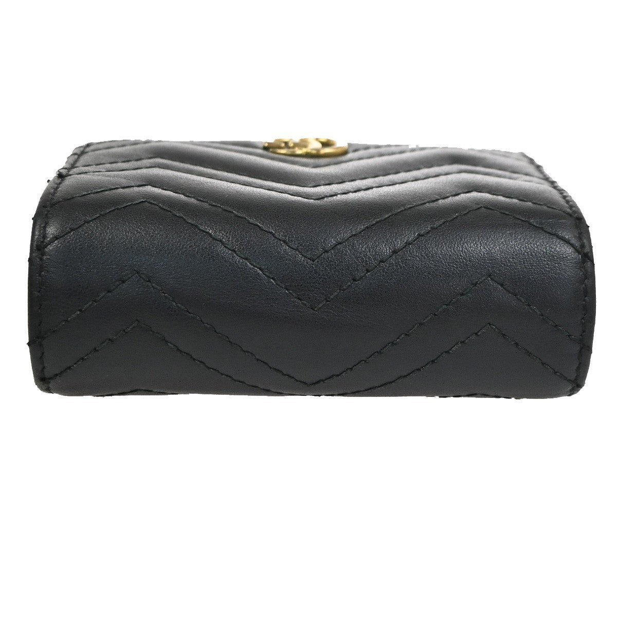 GUCCI GG Marmont Compact Bifold Wallet Purse Leather Black GHW Italy 69YH976