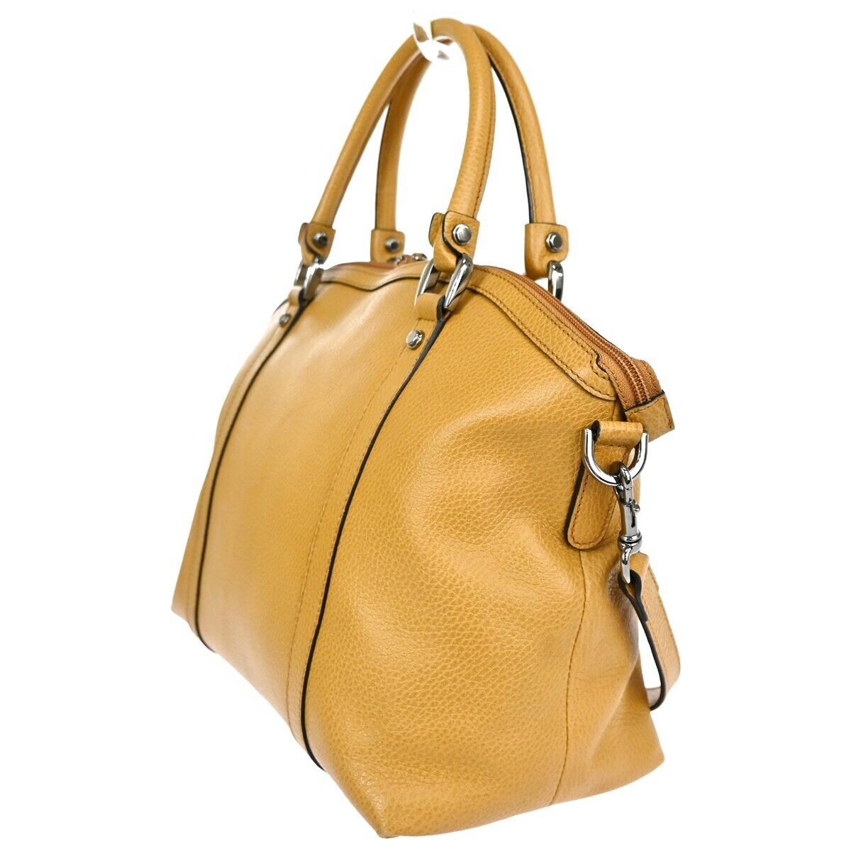 GUCCI GG Interlocking Charm 2Way Shoulder Hand Bag Leather Beige Silver 84ED479