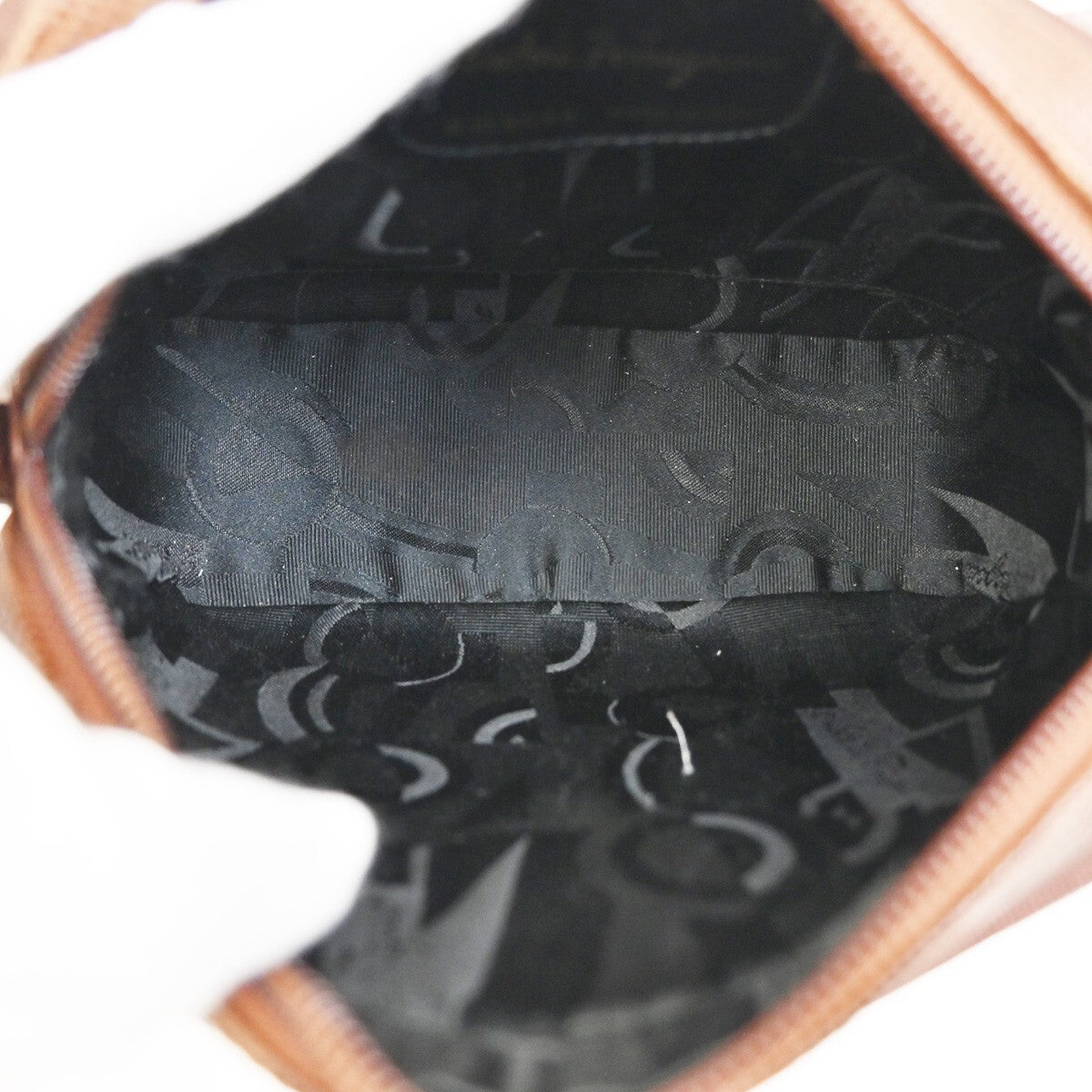 SALVATORE FERRAGAMO Vara Mini Shoulder Bag Embossing Leather Brown GHW 62FB624