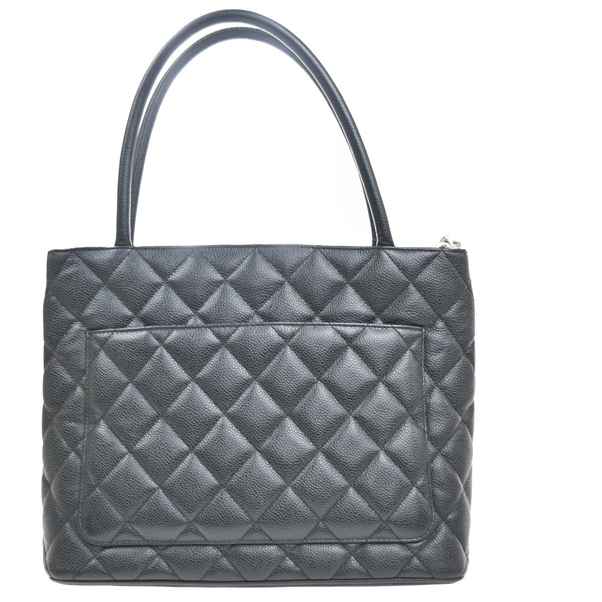 CHANEL CC Medallion Shoulder Bag Grained Calfskin Leather Black SHW 641RL957