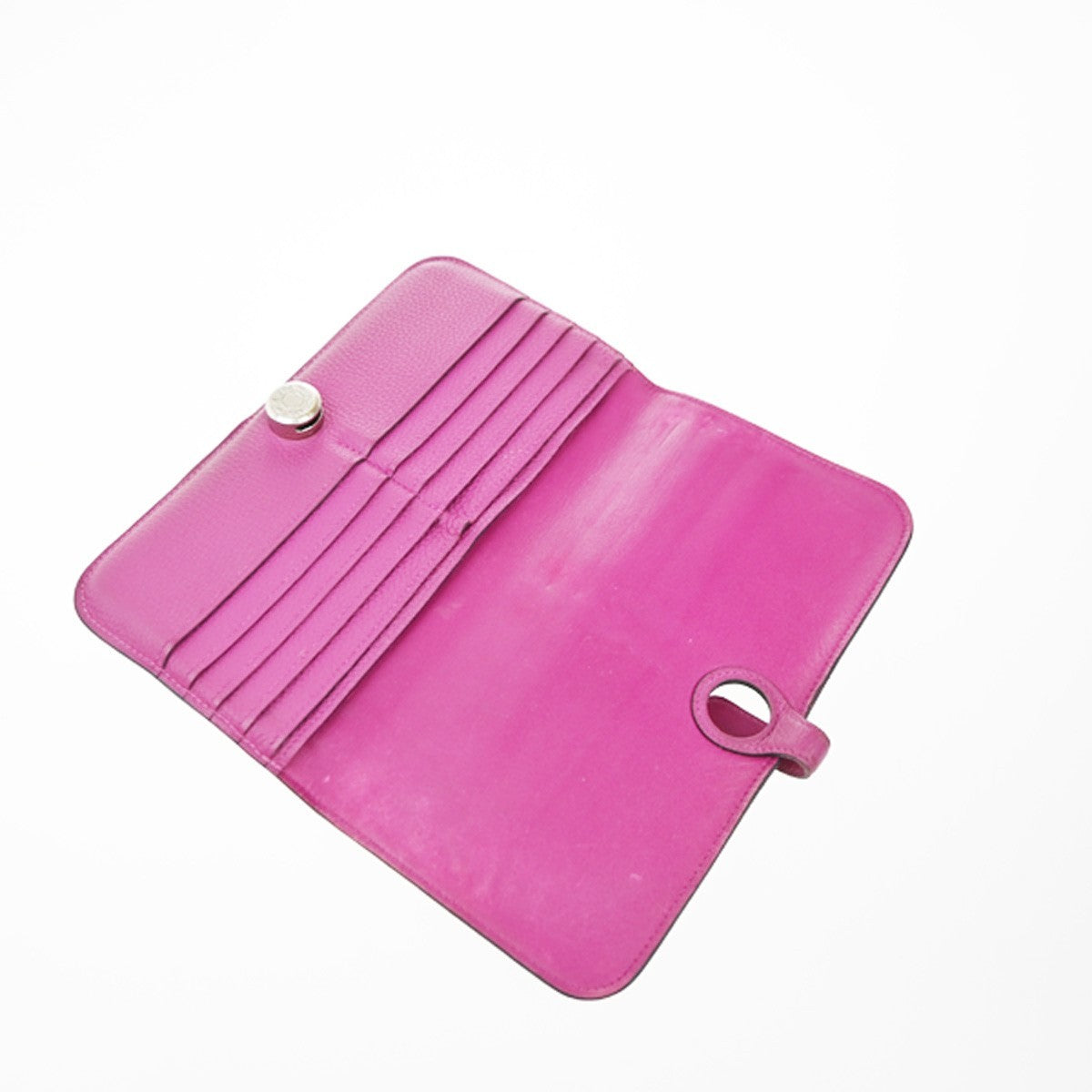 HERMES Logos Dogon GM Long Bifold Wallet Togo Leather Pink SHW 35RP163