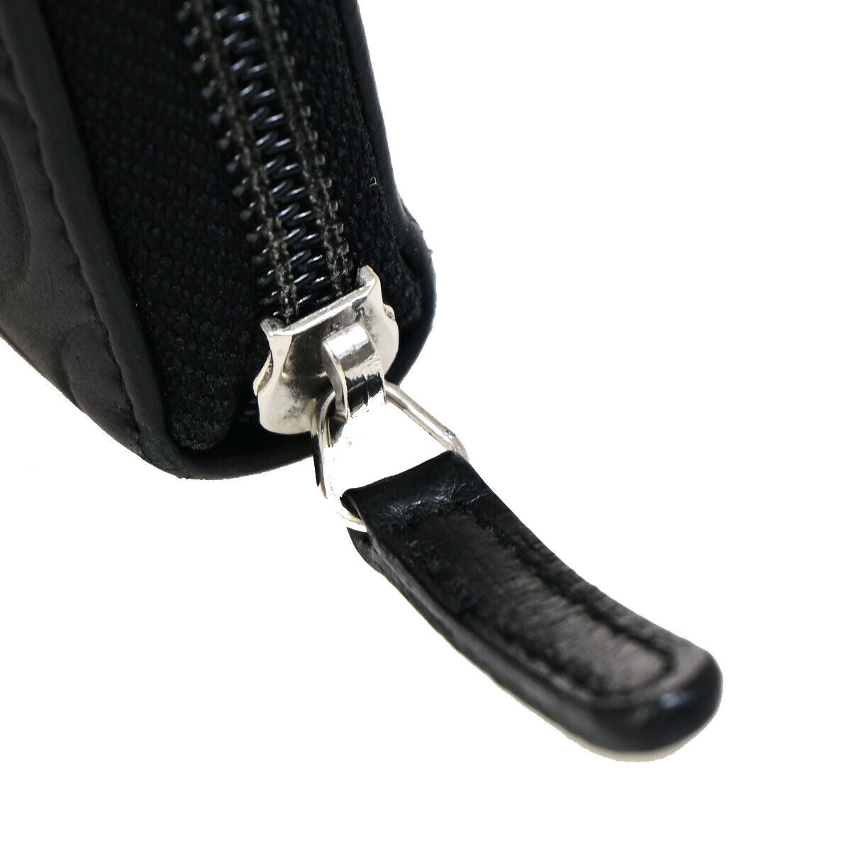 CHANEL CC Logo Camellia Pattern Zip Around Long Wallet Leather Black 30EB556