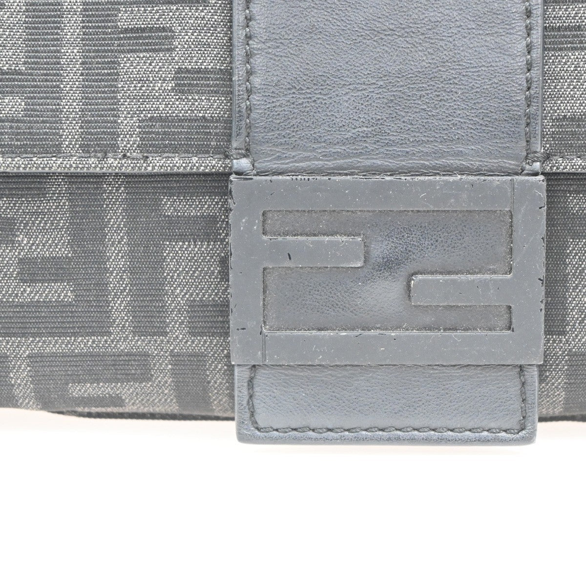 FENDI Mamma Baguette Shoulder Bum Bag Jacquard Leather Black SHW Italy 49RL755