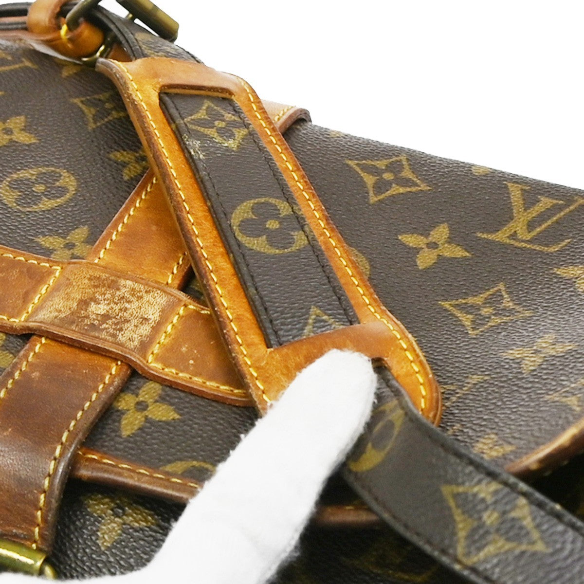 LOUIS VUITTON Logo Marne Shoulder Bag Monogram Leather Brown M51369 33KB603