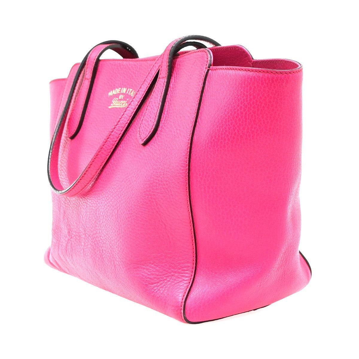 GUCCI Logo Swing Shoulder Tote Bag Leather Pink GHW Italy 83KP493
