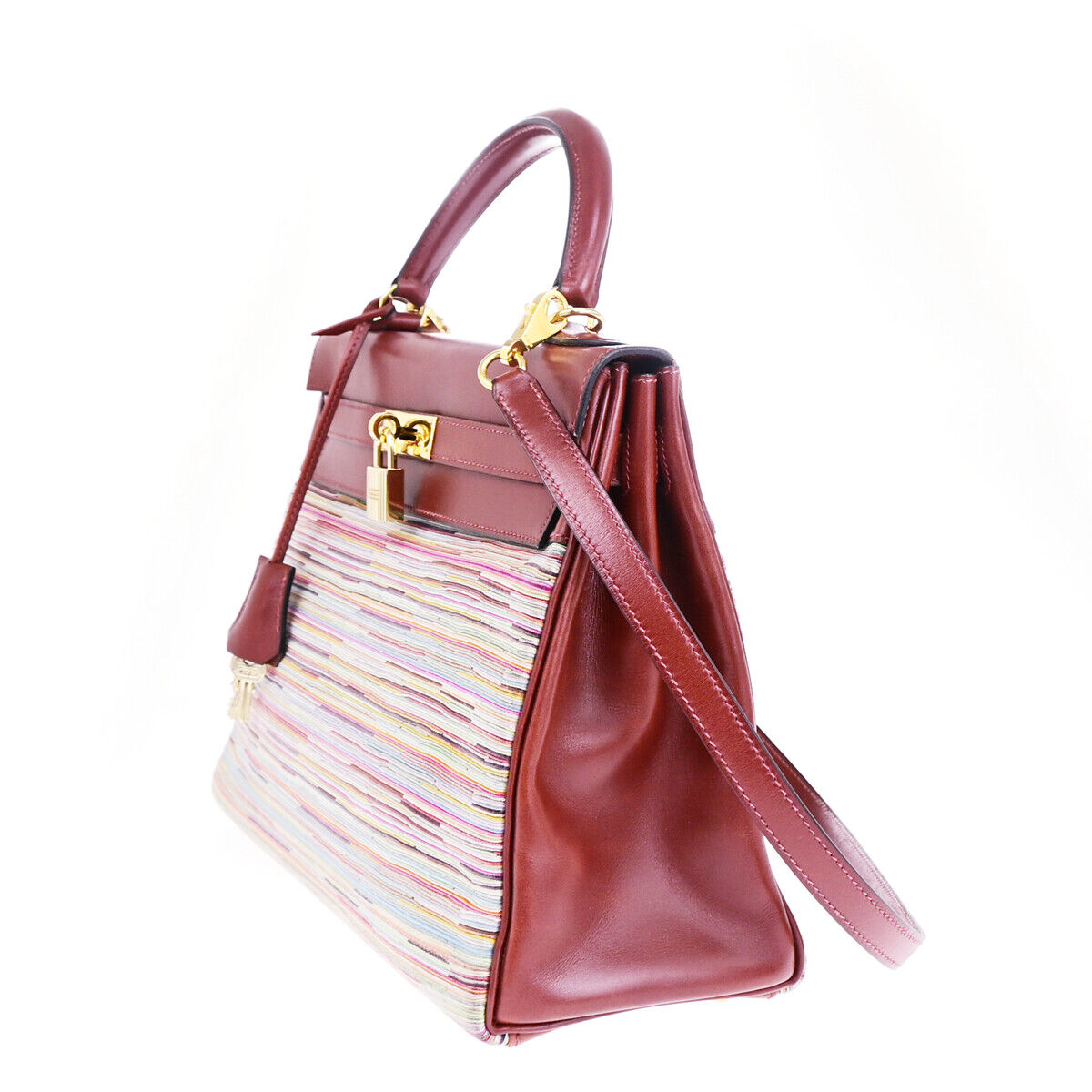 HERMES Kelly 32 Retourne 2Way Hand Bag □F Vibrato Leather Rouge H GHW 6030RK681