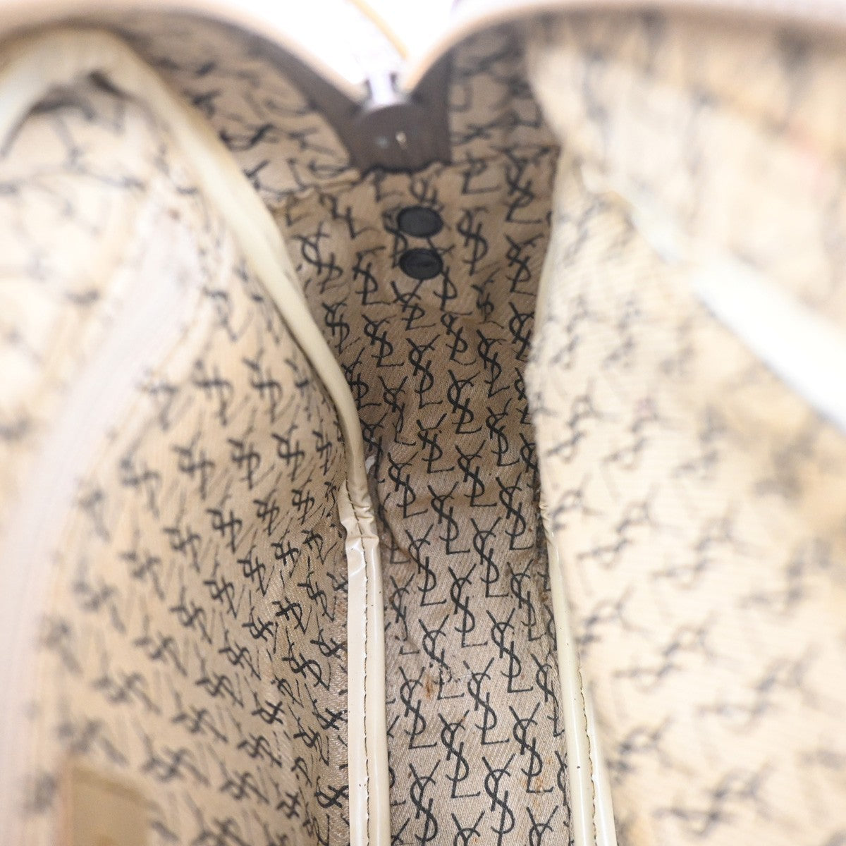 YVES SAINT LAURENT YSL Giraffe Pattern Shoulder Bag PVC Leather Beige 02MA082