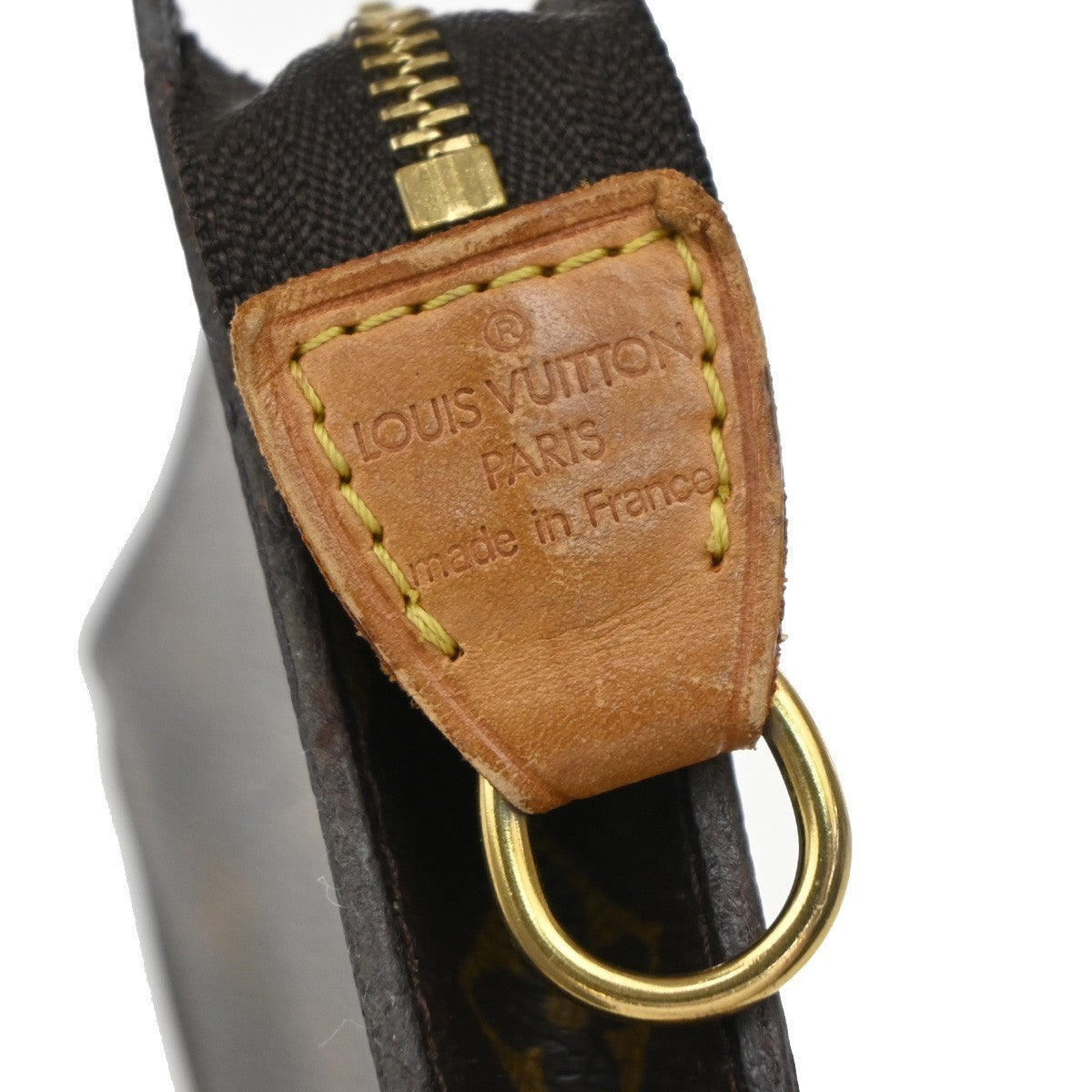 LOUIS VUITTON Logo Bucket PM Pouch Bag Monogram Leather Brown France 60KP176