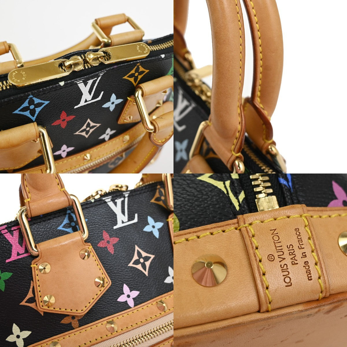 LOUIS VUITTON LV Logo Alma Hand Bag Monogram Multi Leather Black M92646 645RQ029