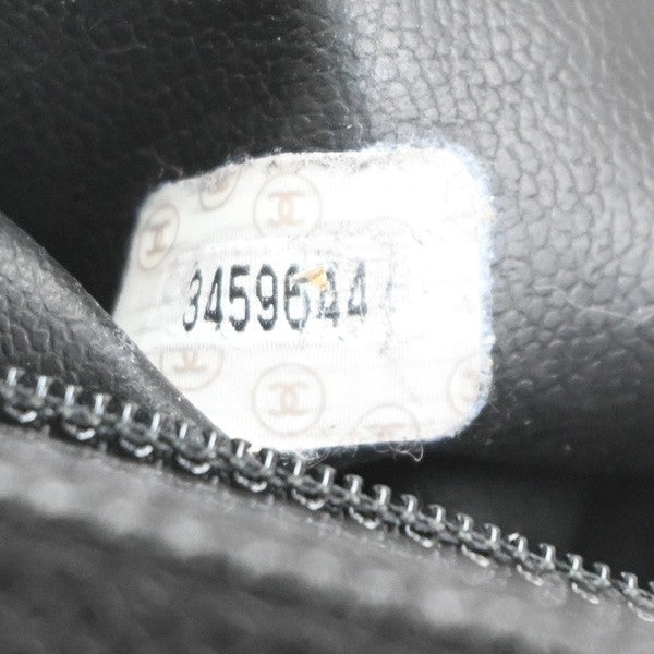 CHANEL Logo Shoulder Hand Bag Grained Calfskin Leather Black GHW Italy 373RL789