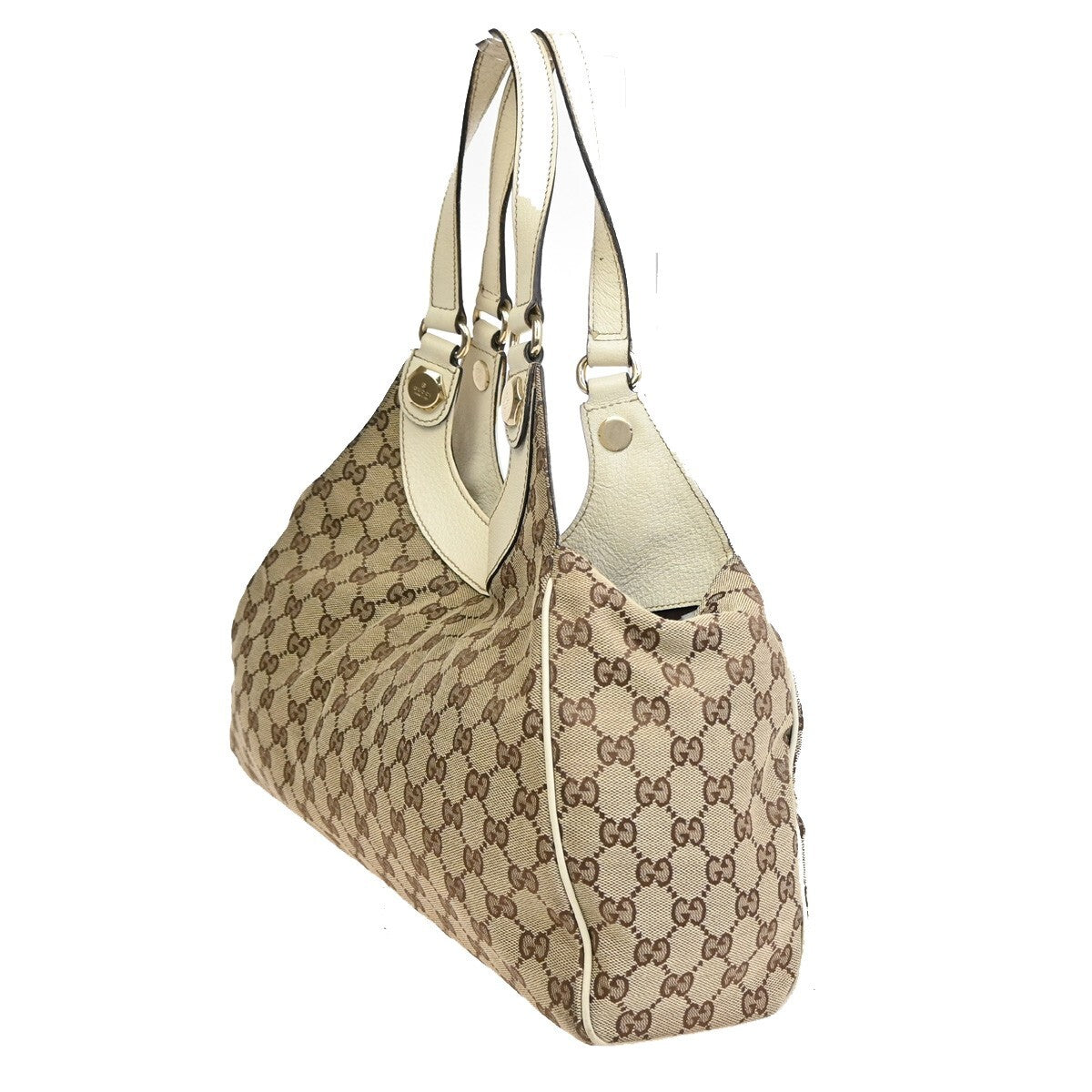 GUCCI Logo Abbey GG pattern Shoulder Hand Bag Canvas Leather Brown GHW 39FB578
