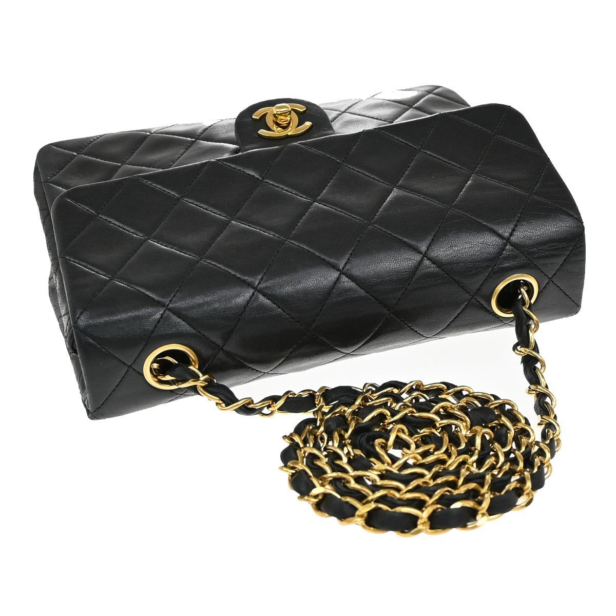 CHANEL CC Mini Matelasse Chain Shoulder Bag Leather Black GHW Vintage 321RF614
