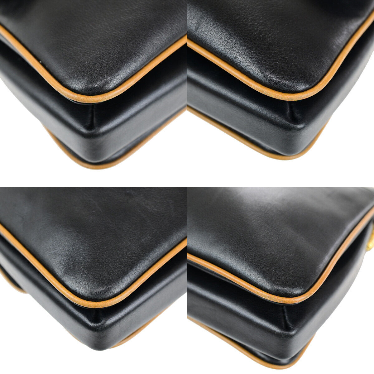 CELINE Logo Horse Carriage Shoulder Bag Leather Black GHW Italy 37YG546