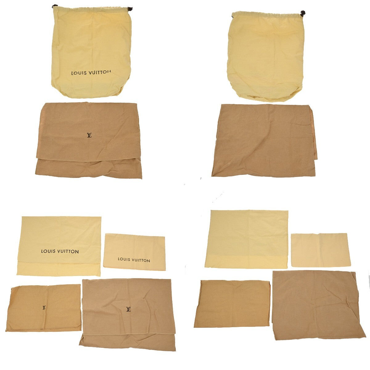 LOUIS VUITTON Logo 10 Set Dust Bag Drawstring Canvas Cotton Beige Brown 09EE126