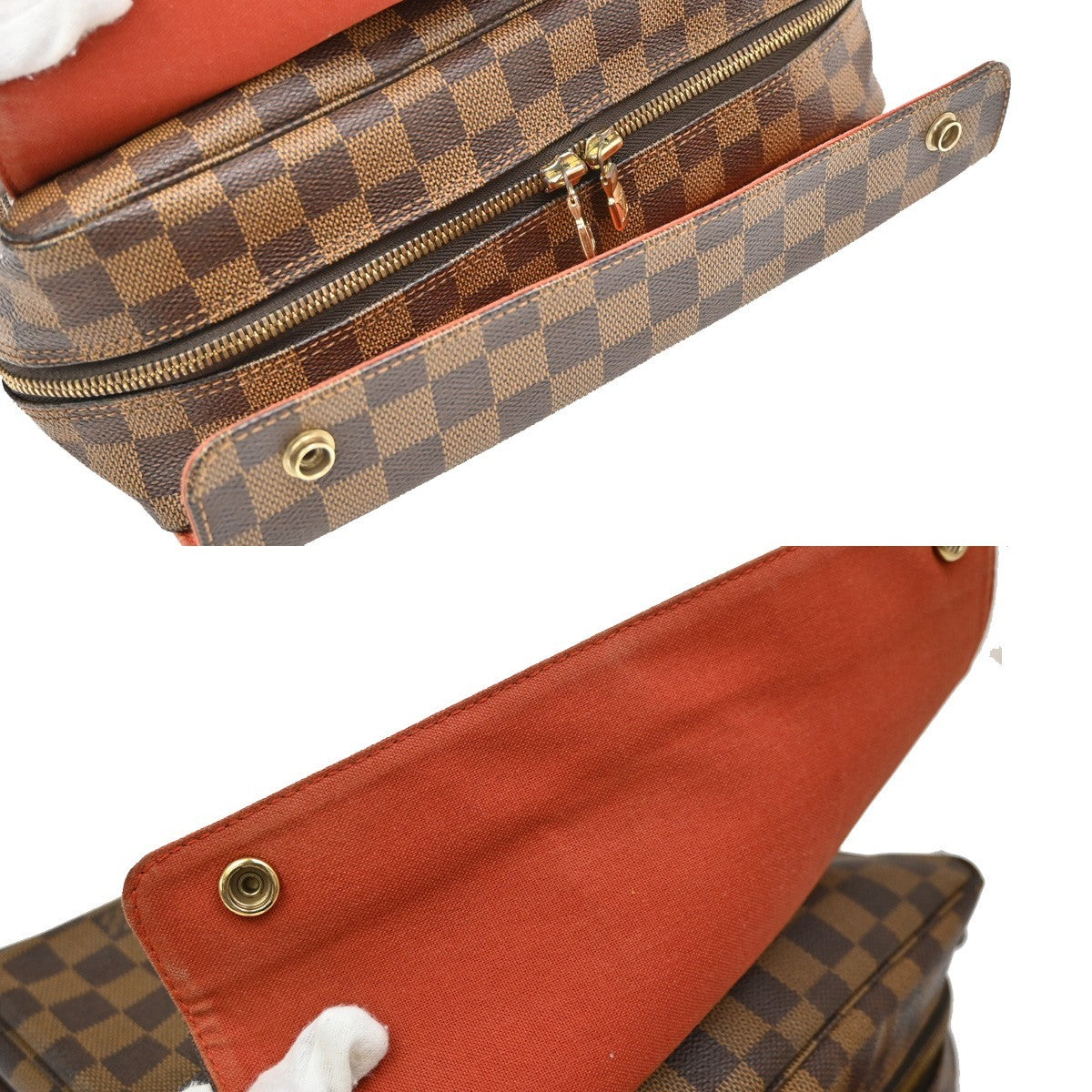 LOUIS VUITTON Naviglio Shoulder Bag Damier Ebene Leather Brown N45255 84EF885