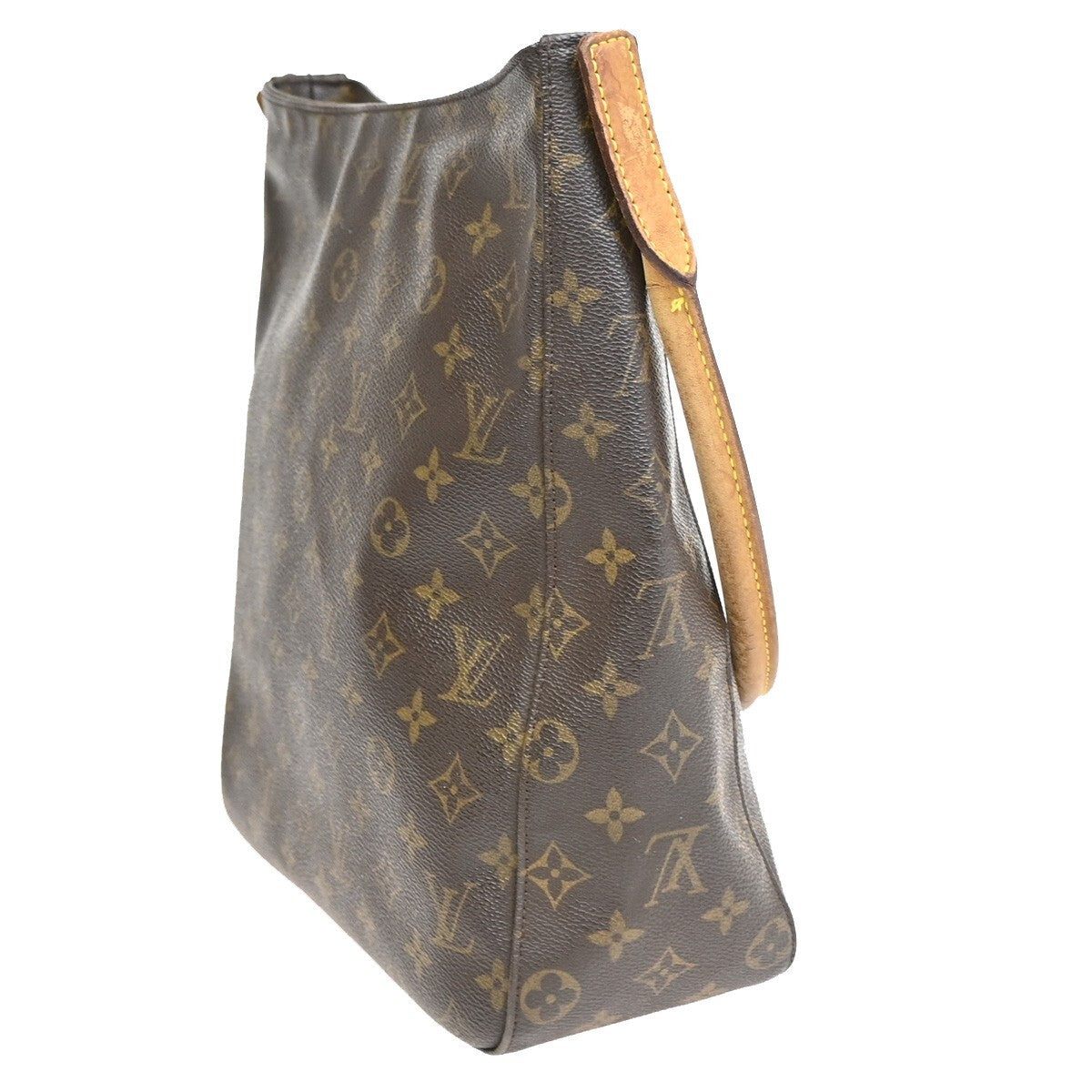 LOUIS VUITTON Logo Looping GM Shoulder Bag Monogram Leather Brown M51145 30FB573