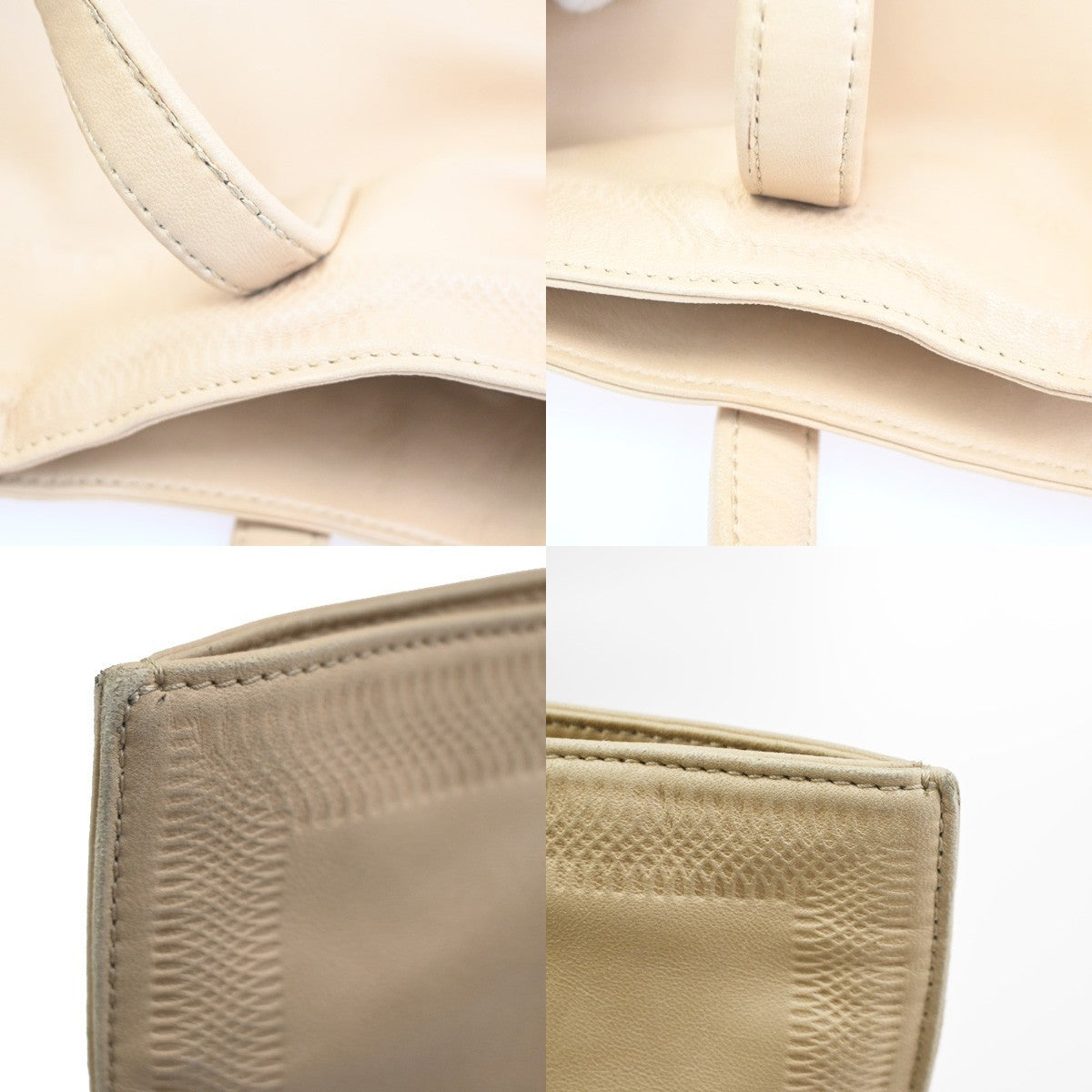 LOEWE Logo Shoulder Tote Hand Bag Leather Beige SHW Spain 30CA771