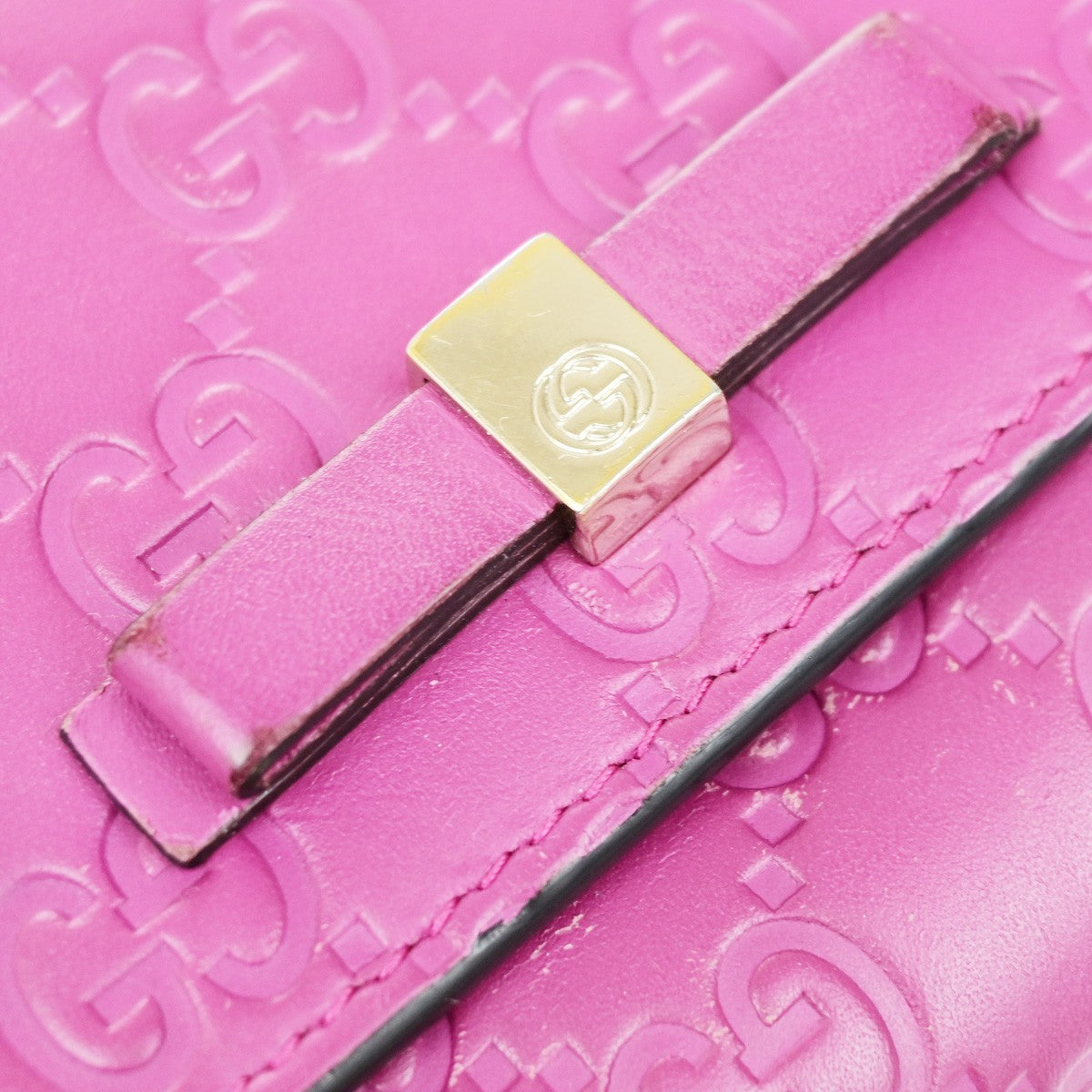 GUCCI Logo Guccissima GG Pattern Long Bifold Wallet Leather Pink GHW 04YH062