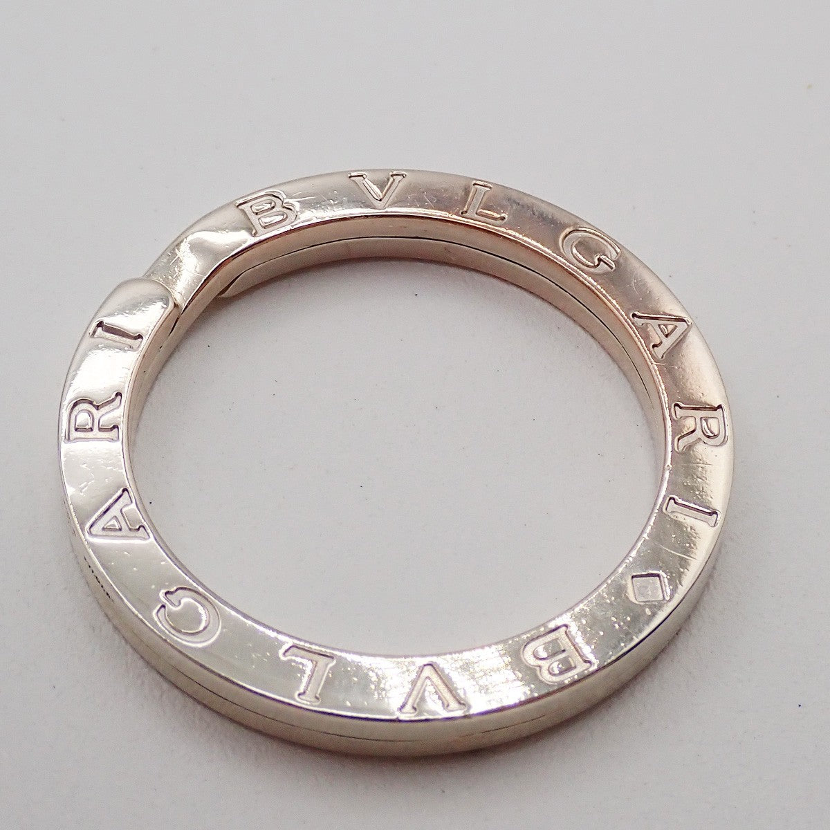 BVLGARI Logo Key Ring Silver Ag 925 Accessory Italy 02EG276