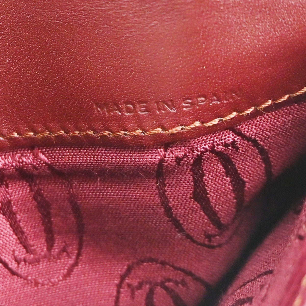 MUST DE CARTIER 2C Logo Shoulder Hand Bag Leather Red Burgundy GHW Spain 36CA740