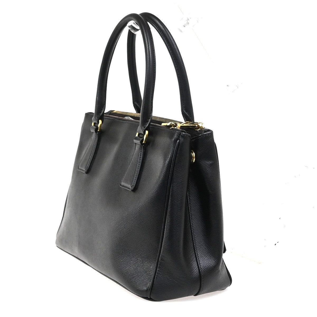 PRADA Logo Galleria Shoulder  Hand Bag Saffiano Leather Black GHW Italy 72YJ039