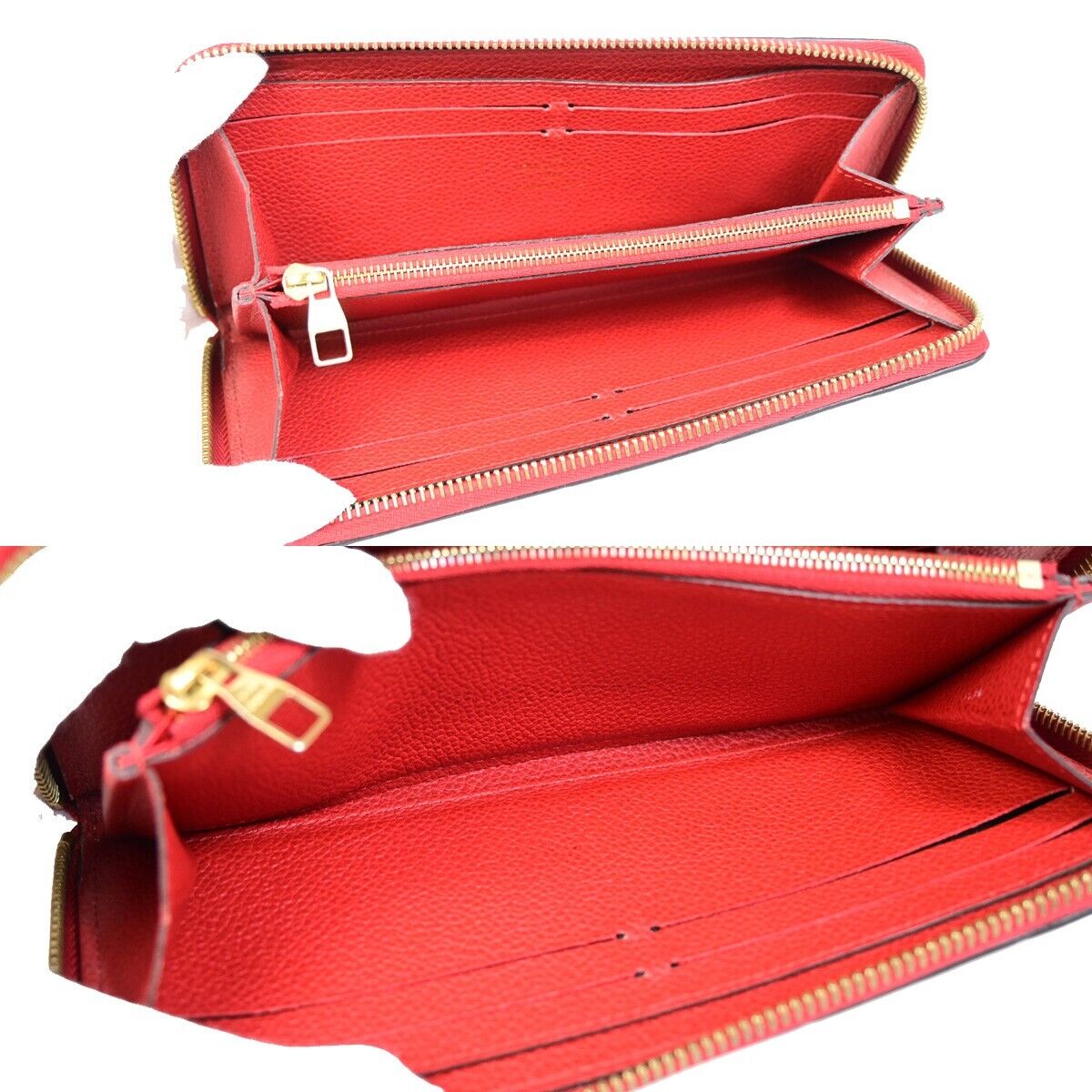 LOUIS VUITTON Clemence Long Bifold Wallet Monogram Empreinte Red M60169 31HB931