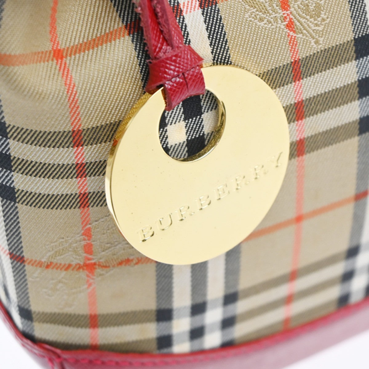BURBERRY Logo Haymarket Check Shoulder Hand Bag Canvas Leather BE GHW 89RQ012
