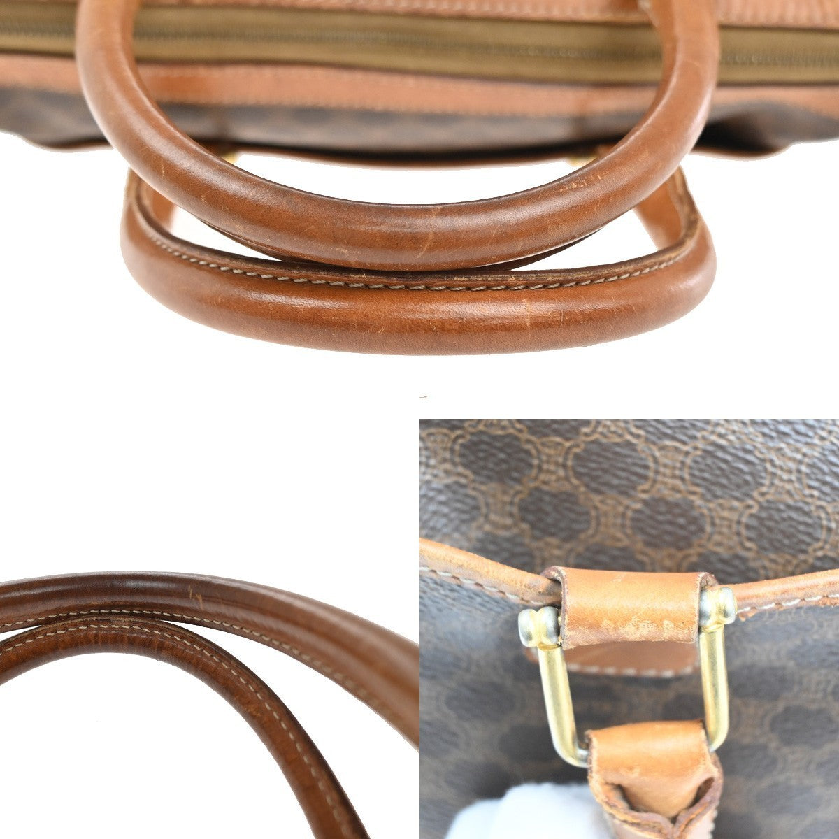CELINE Logo Macadam Pattern Shoulder Hand Bag PVC Leather Brown Italy 61MA405
