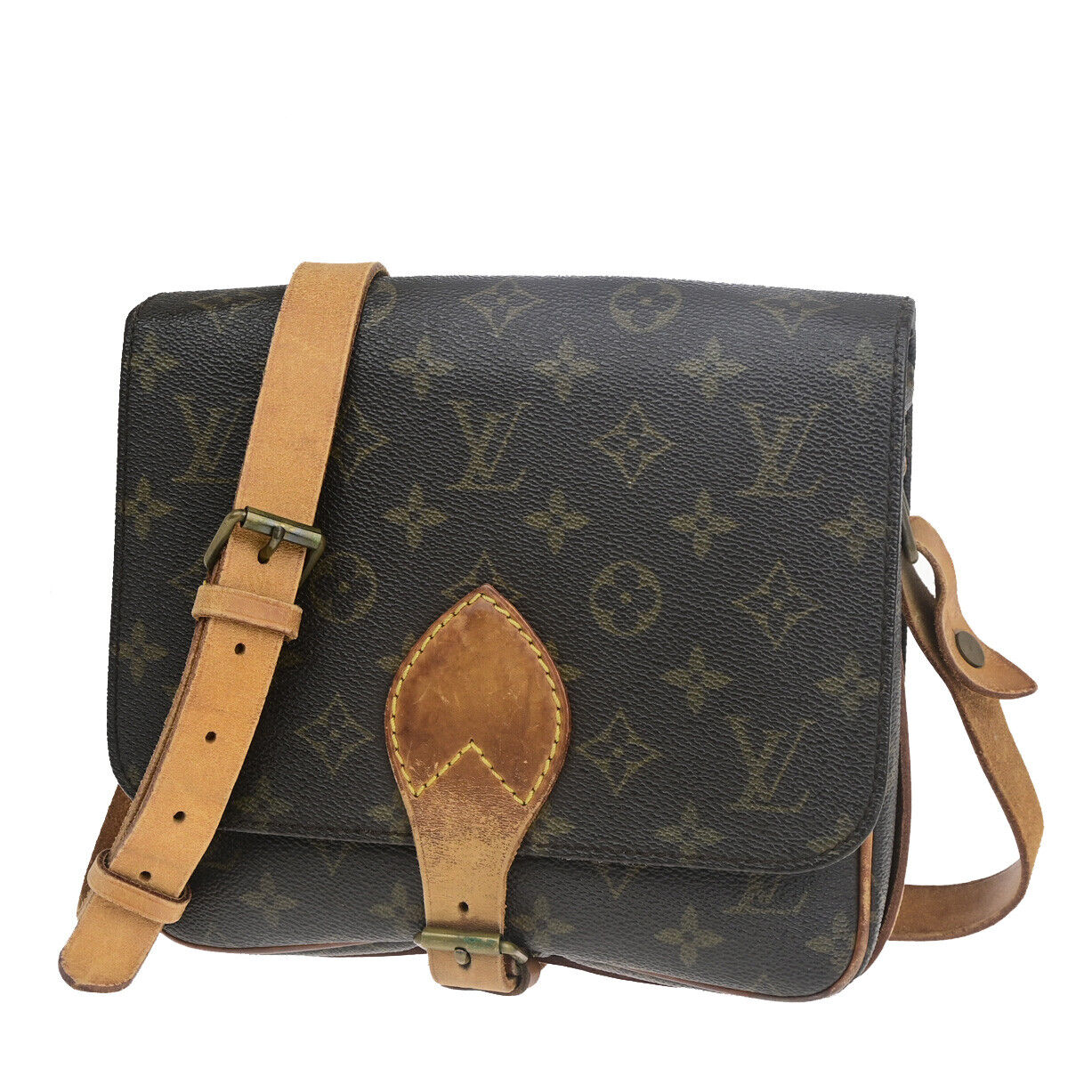 LOUIS VUITTON Cartouchiere MM Shoulder Bag Monogram Leather Brown M51253 35SJ051