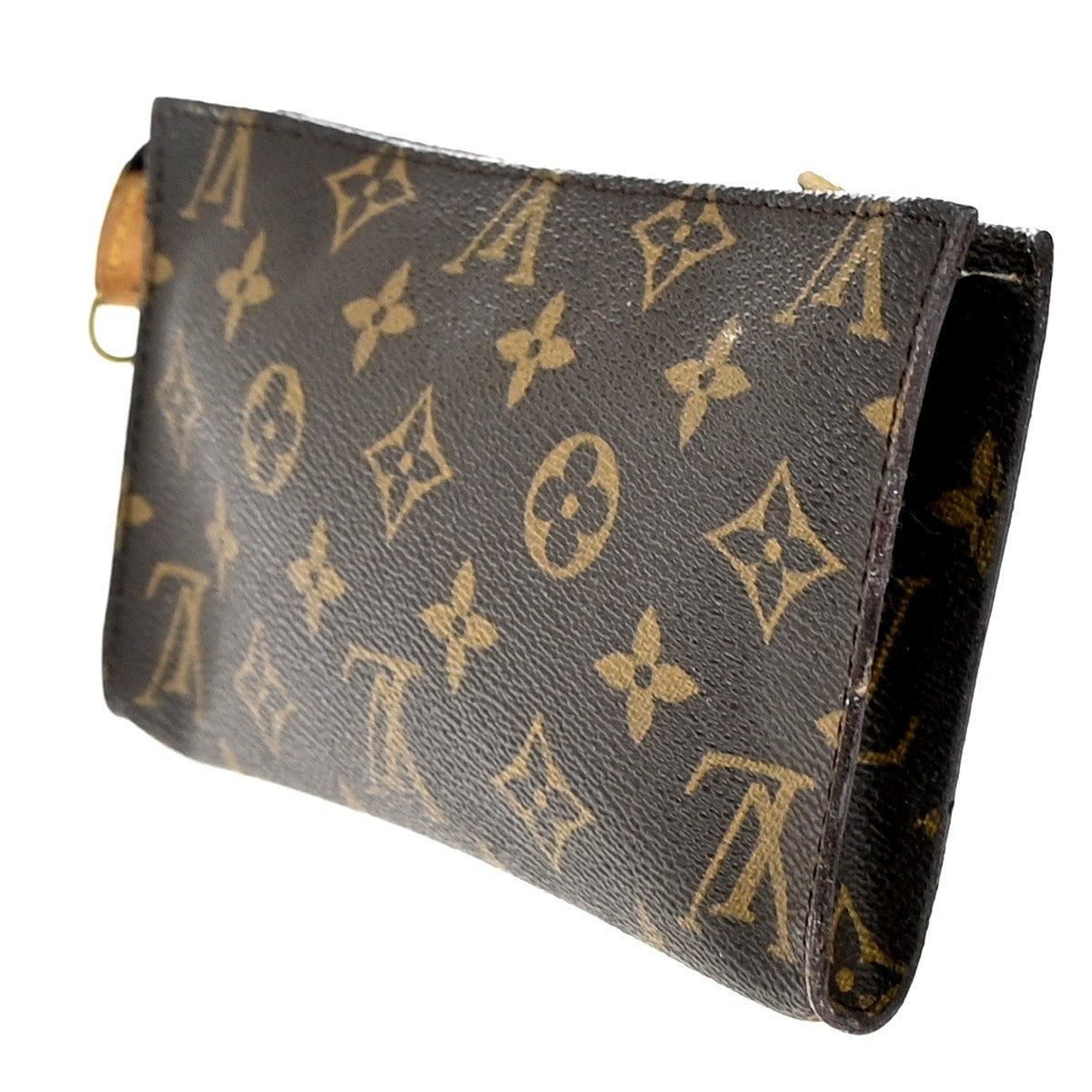 LOUIS VUITTON Logo BUCKET GM Pouch Bag Monogram Leather Brown France 05EG171