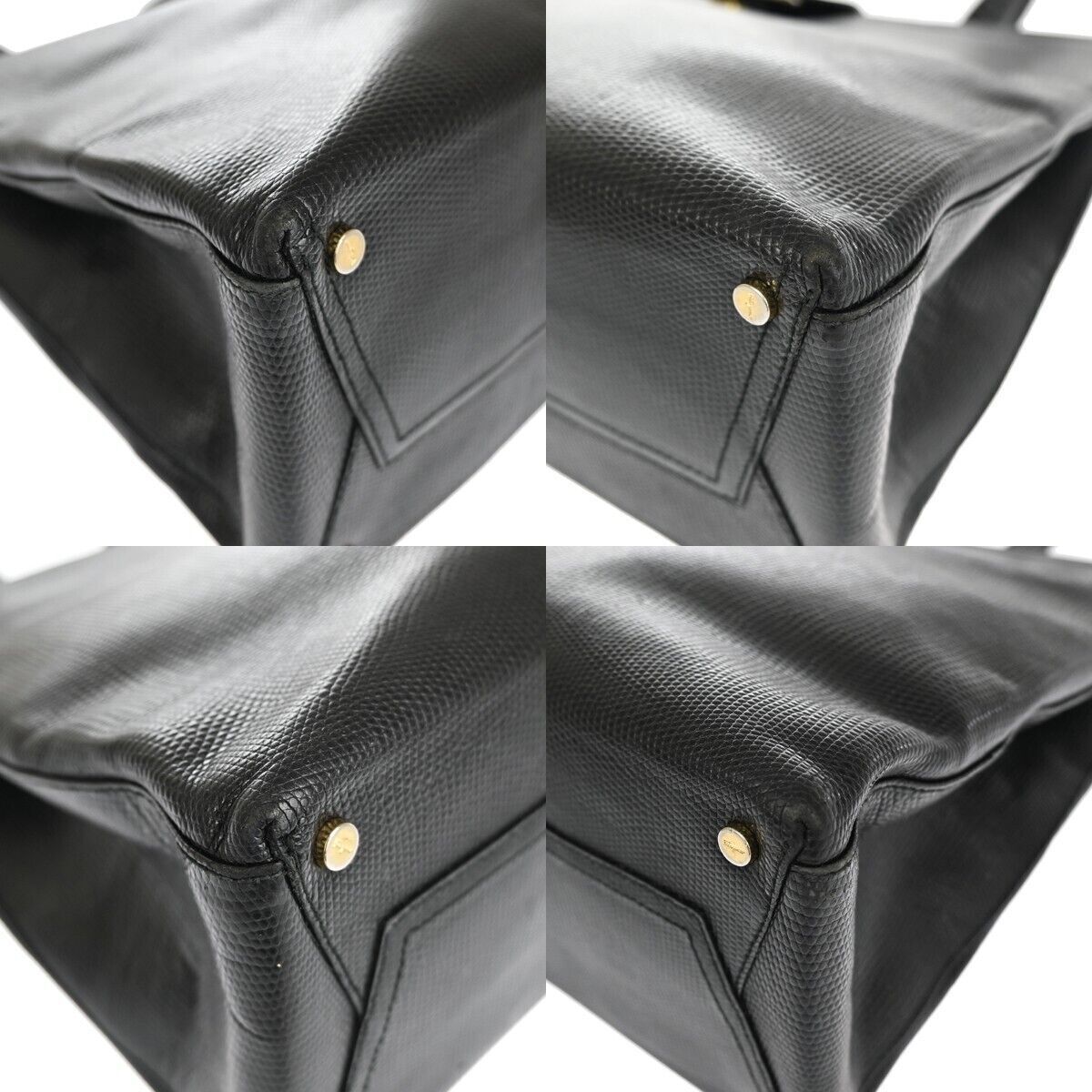 SALVATORE FERRAGAMO Vara Shoulder Tote Bag Embossing Leather Black Italy 02GA132