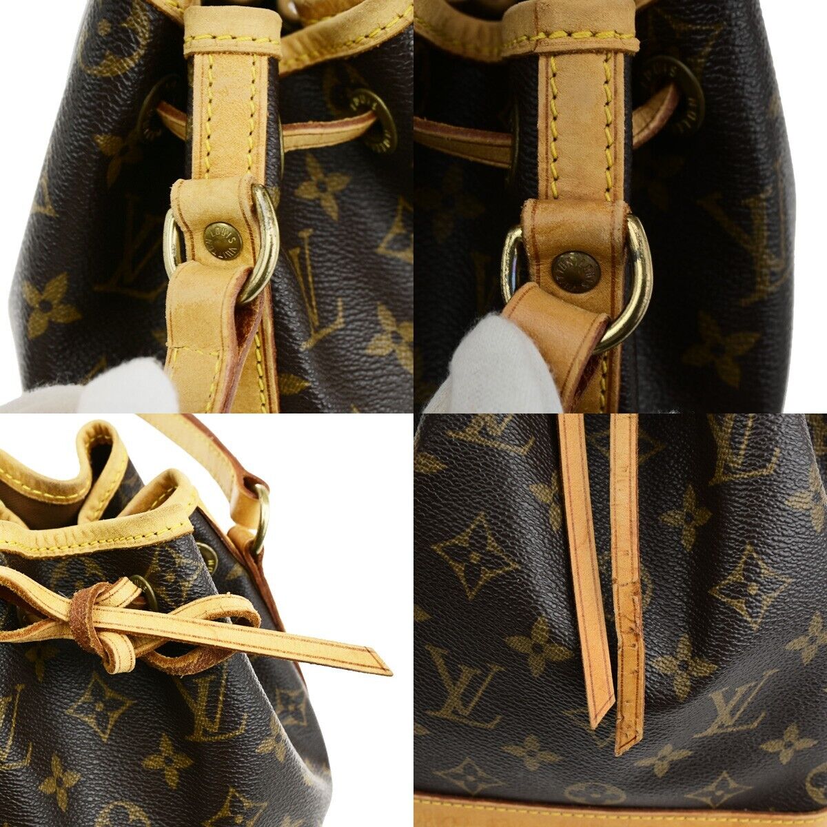 LOUIS VUITTON Mini Noe Drawstring Hand Bag Monogram Leather Brown M42227 91FA719