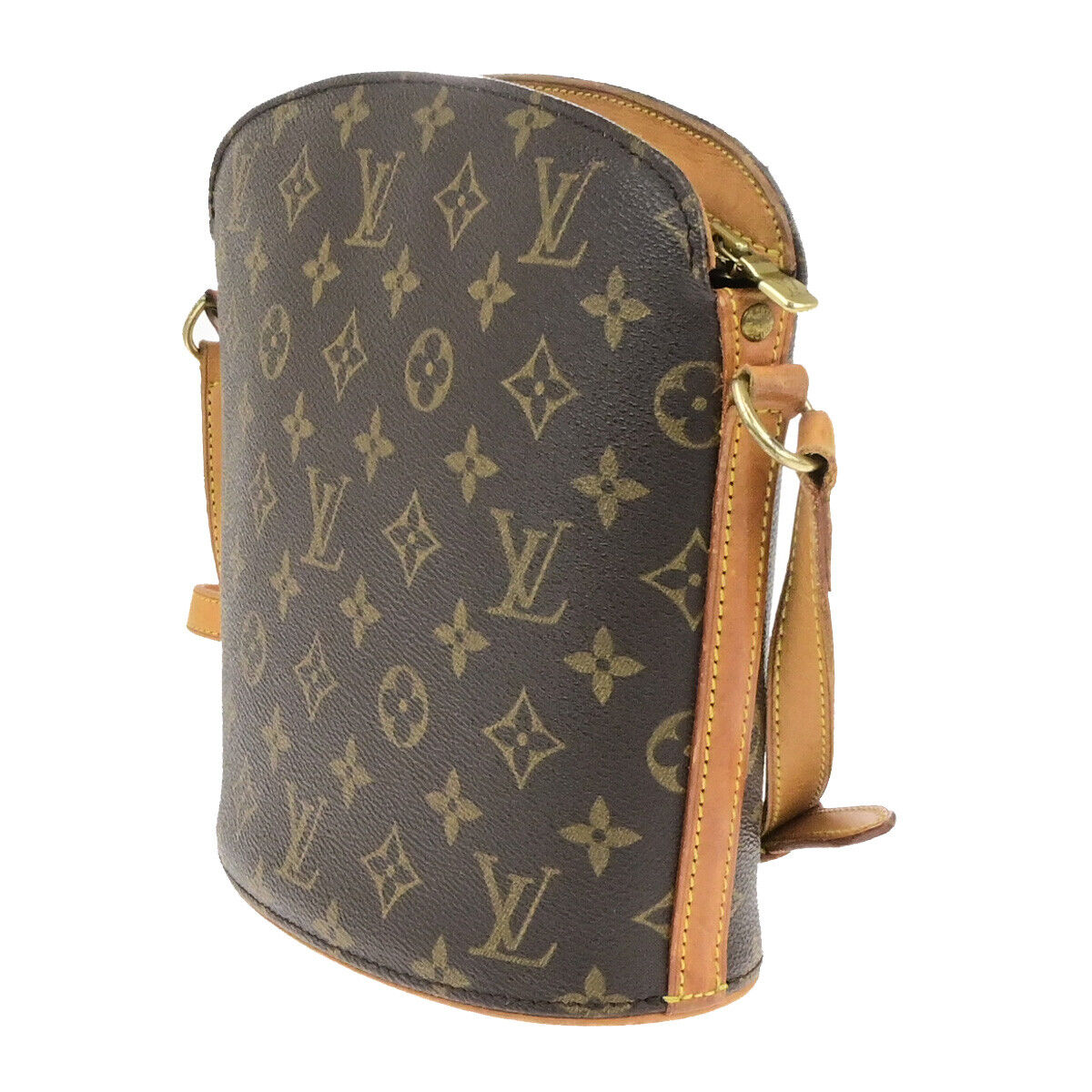 LOUIS VUITTON Logo Drouot Shoulder Bag Monogram Leather Brown M51290 75KA503