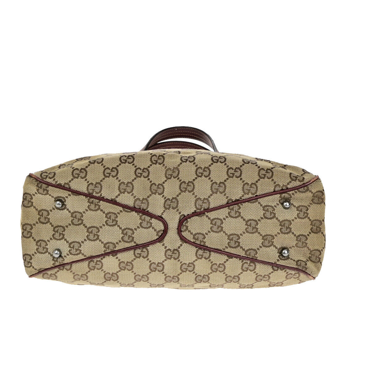 GUCCI Logo GG Pattern Shoulder Tote Bag Canvas Leather Brown Bordeaux  69YG246
