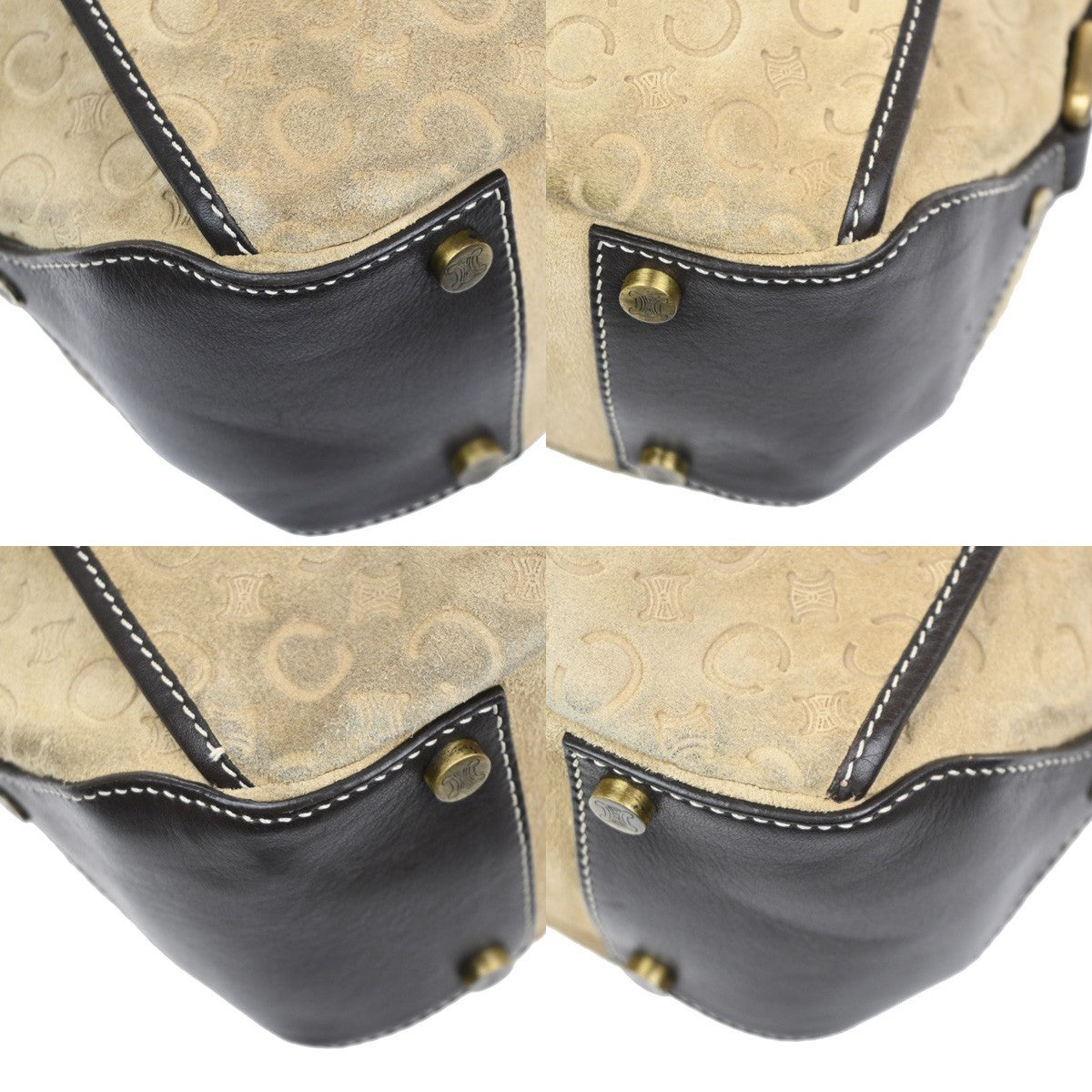 CELINE C Macadam Pattern Shoulder Hand Bag Suede Leather BE BN Italy 62MA618