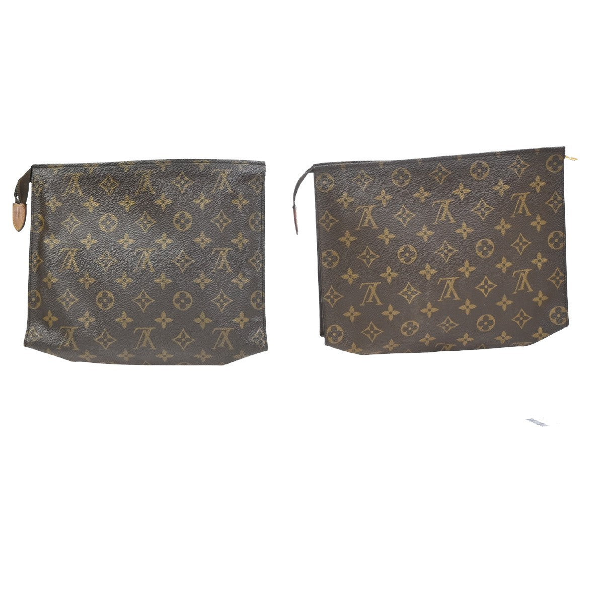 LOUIS VUITTON 2 Set Poche Toilette 26 Clutch Bag Monogram Leather Brown 02CA916