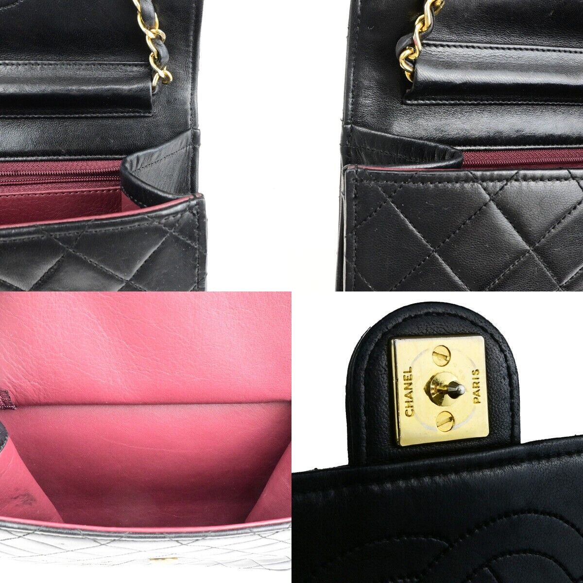 CHANEL CC Logo Matelasse Chain Shoulder Bag Leather Black GHW 41RK820