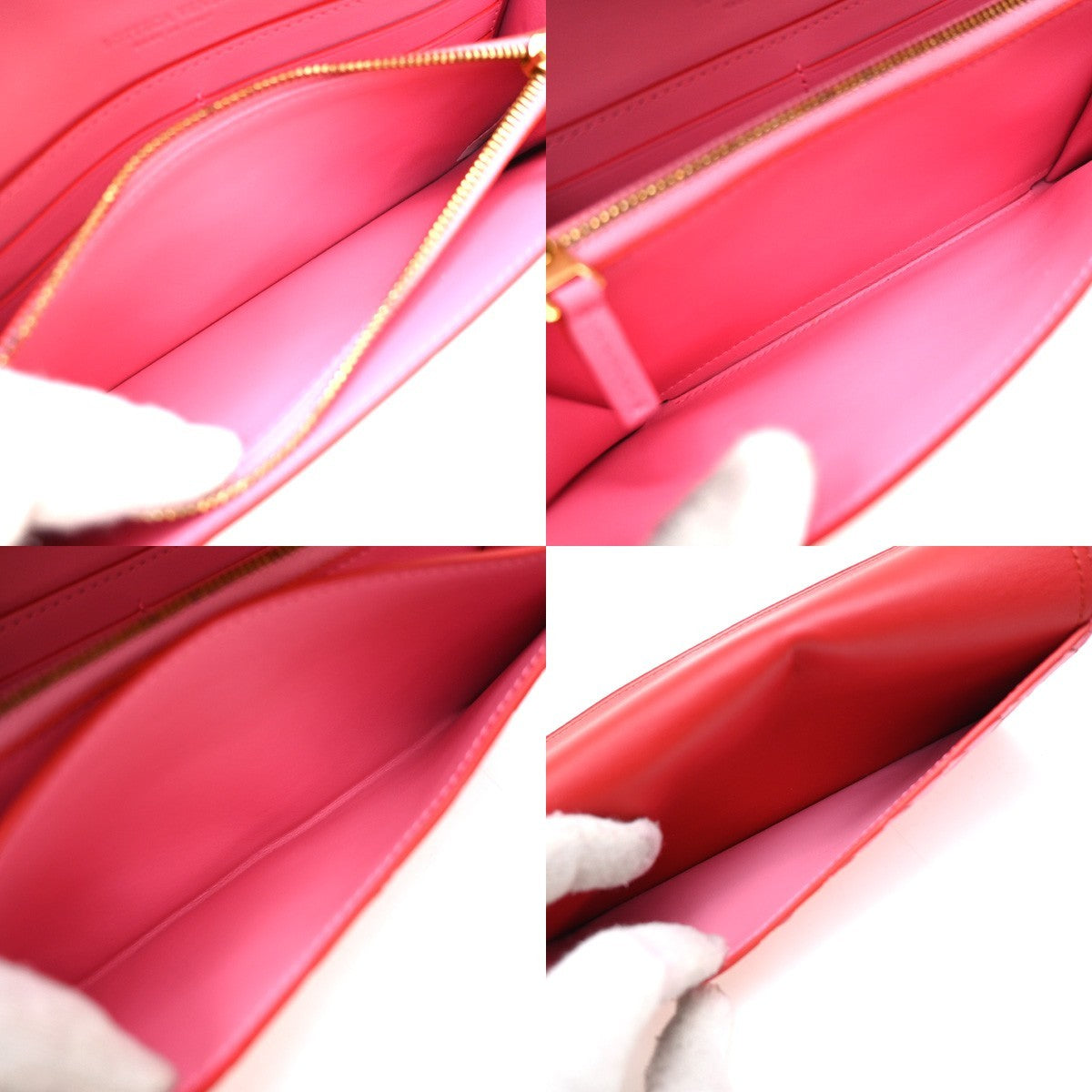 BOTTEGA VENETA Intrecciato Bicolor Bifold Long Wallet Leather Pink Red 37RF975