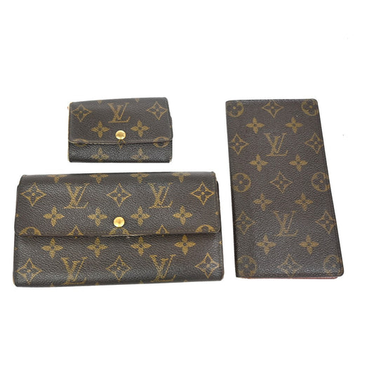 15.Live LOUIS VUITTON LV 3 Set Long Wallet Key Case Monogram Leather 02KC769