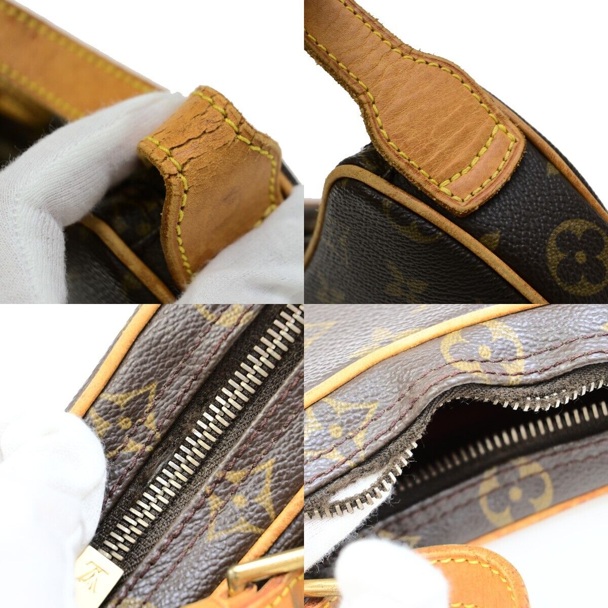 LOUIS VUITTON Pochette Croissant Hand Bag Monogram Leather Brown M51510 29EE048
