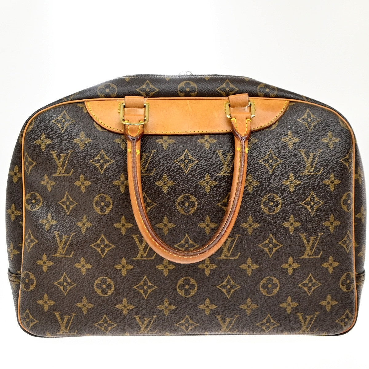 LOUIS VUITTON LV Logo Deauville Hand Bag Monogram Leather Brown M47270 86EG160