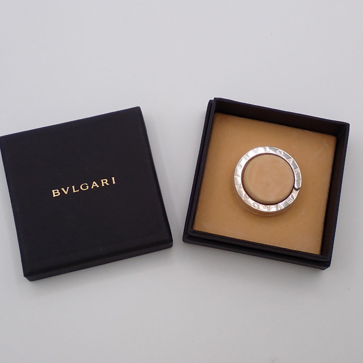 BVLGARI Logo Key Ring Silver Ag 925 Accessory Italy 02EG276