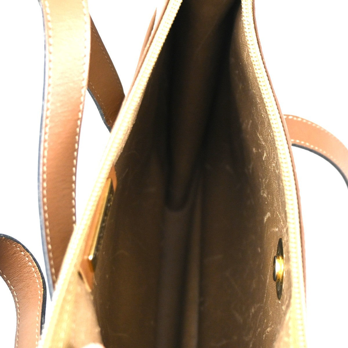 CHRISTIAN DIOR Logo Honeycomb Shoulder Hand Bag PVC Leather Beige GHW 62CA527