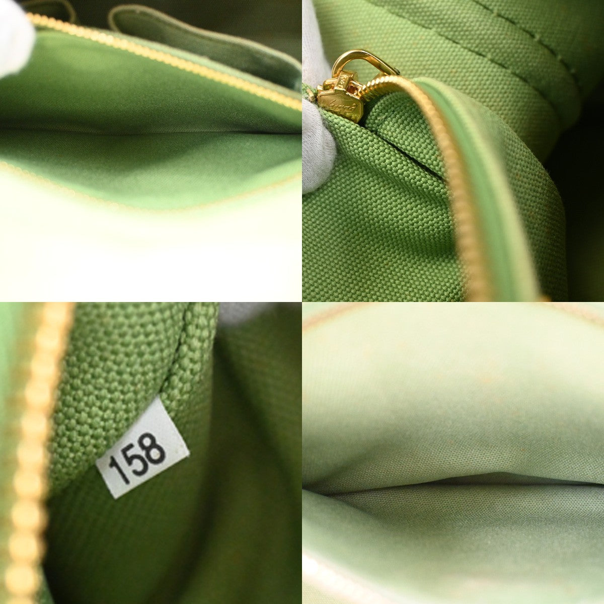 PRADA Milano Logo CANAPA Tote Hand Bag Denim Leather Green Gold Italy 32CA995