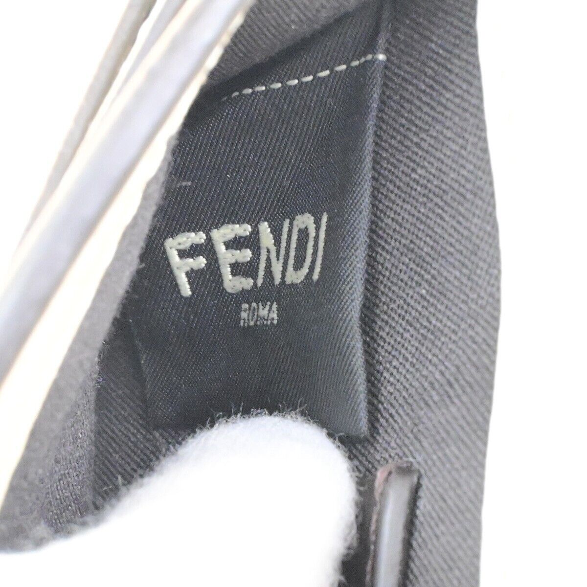 FENDI Logo Mini Flat Baguette Shoulder Bag Wallet Leather White 7M0311 89ED465