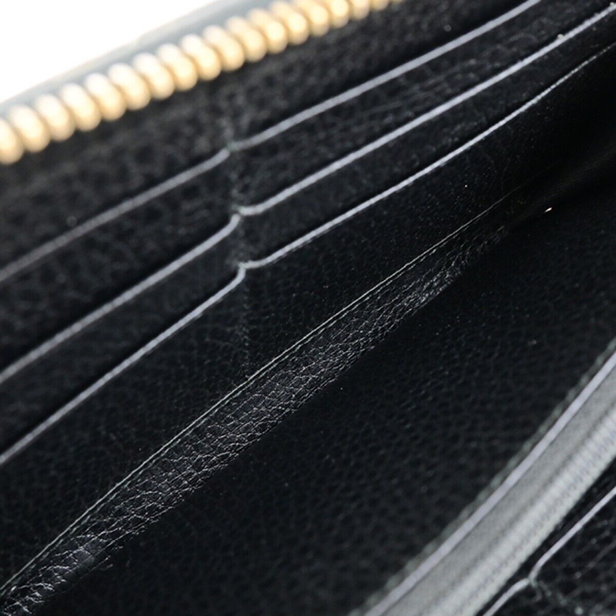 GUCCI Logo Interlocking GG Long Zipper Wallet Leather Black GHW Italy 02ED305