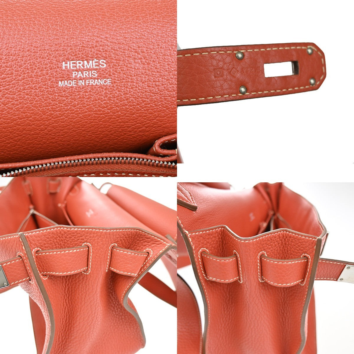 HERMES Logo Jypsiere 34 Shoulder Bag Taurillon Clemence Orange SHW 898RL463