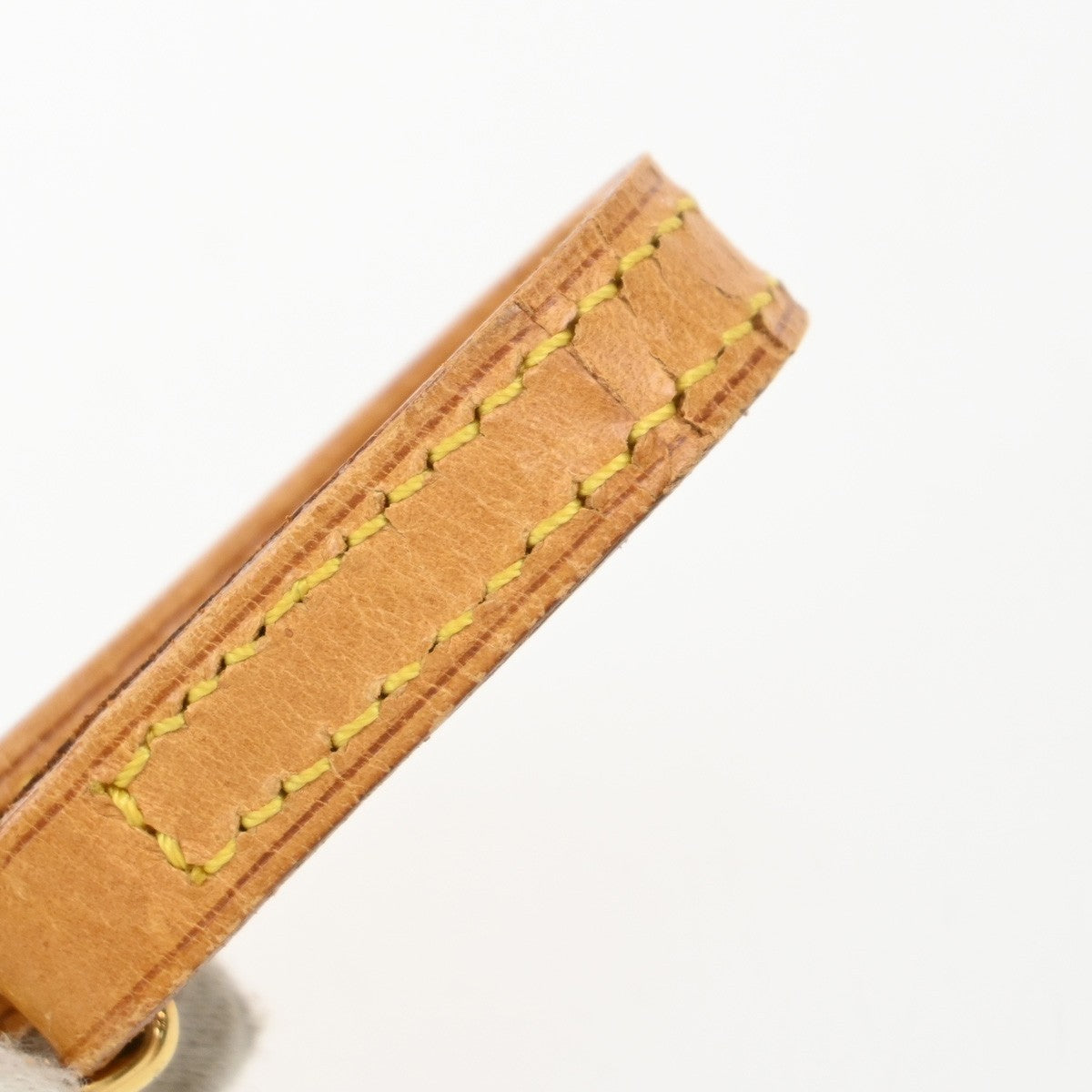 LOUIS VUITTON Logo Shoulder Strap Leather Brown Gold Bag Accessory 63EF817