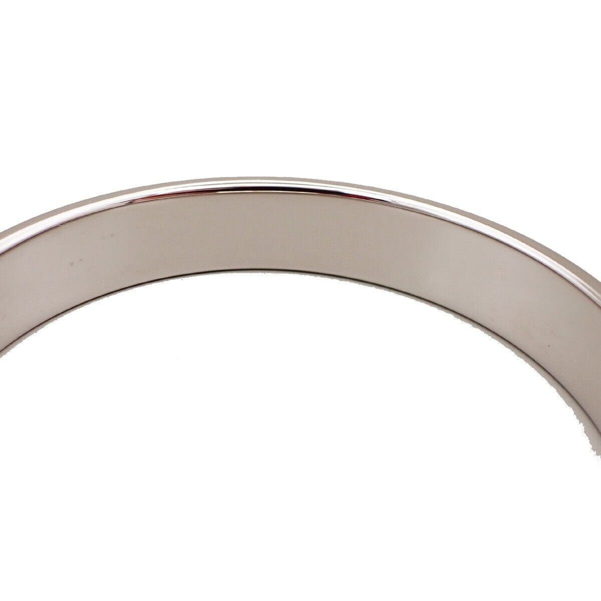HERMES Logo Bangle Bracelet #S Exotic Leather Blue Silver 32KA475